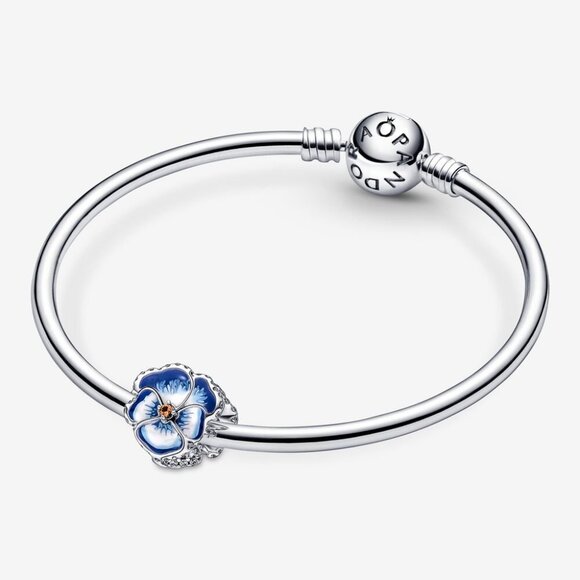 Pandora Blue Pansy Flower Charm - Picture 5 of 5